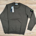 Stone Island Organic Cotton Fleece Sweatshirt in Military Green Ironleague