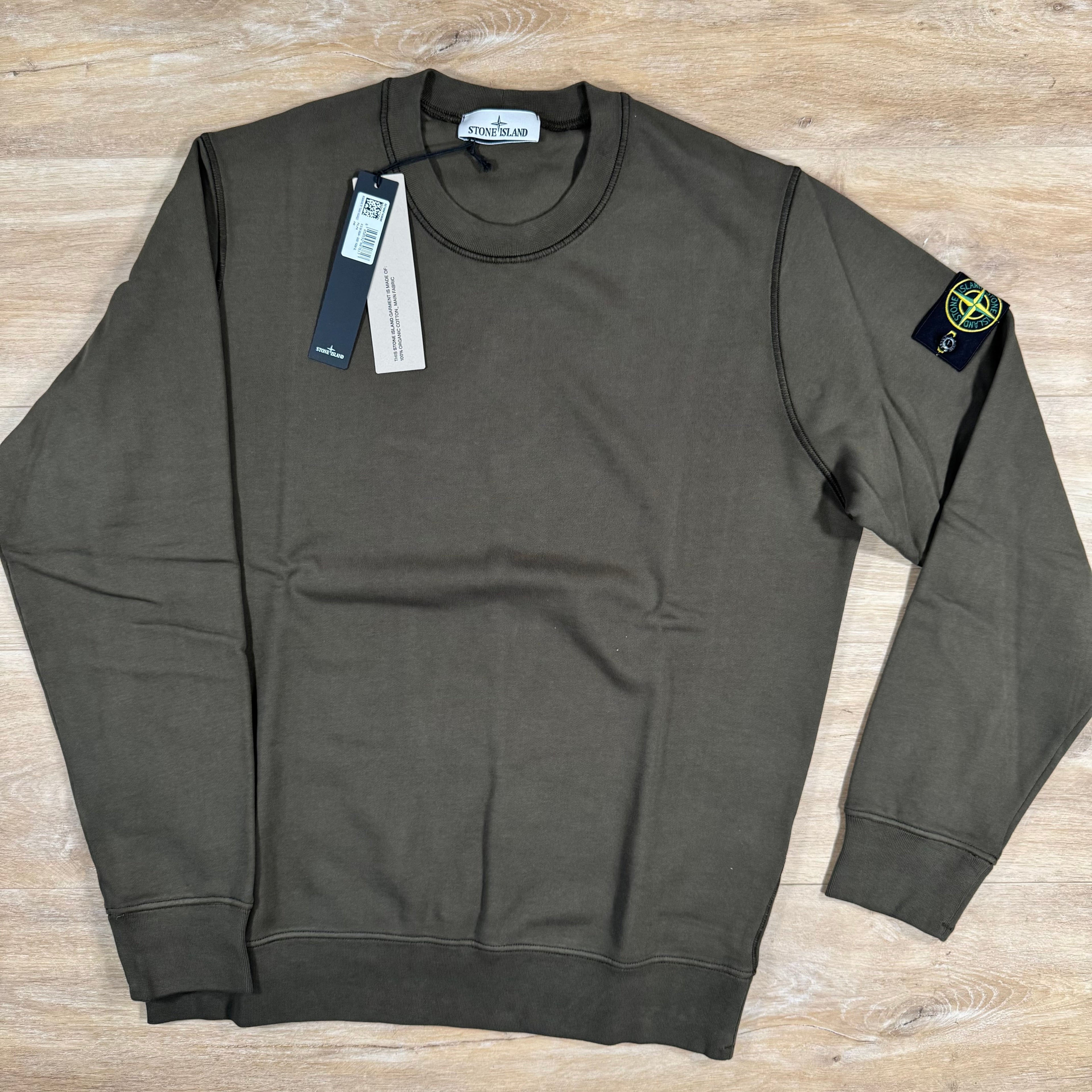 Stone Island Organic Cotton Fleece Sweatshirt in Military Green Ironleague