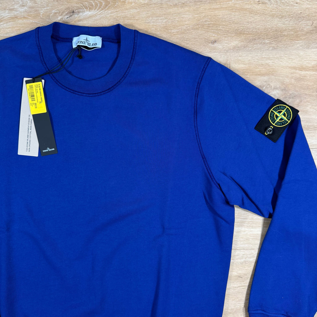 Stone Island Organic Cotton Fleece Sweatshirt in Bright Blue Ironleague
