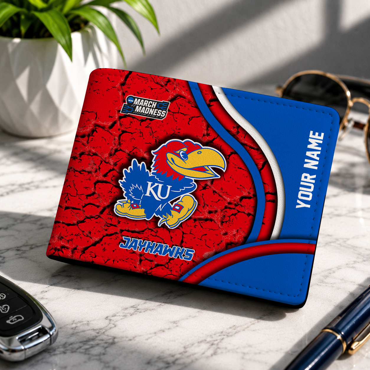 FINAL CLEARANCE NCAA MAM01 KSJ KANSAS JAYHAWKS LEATHER WALLET