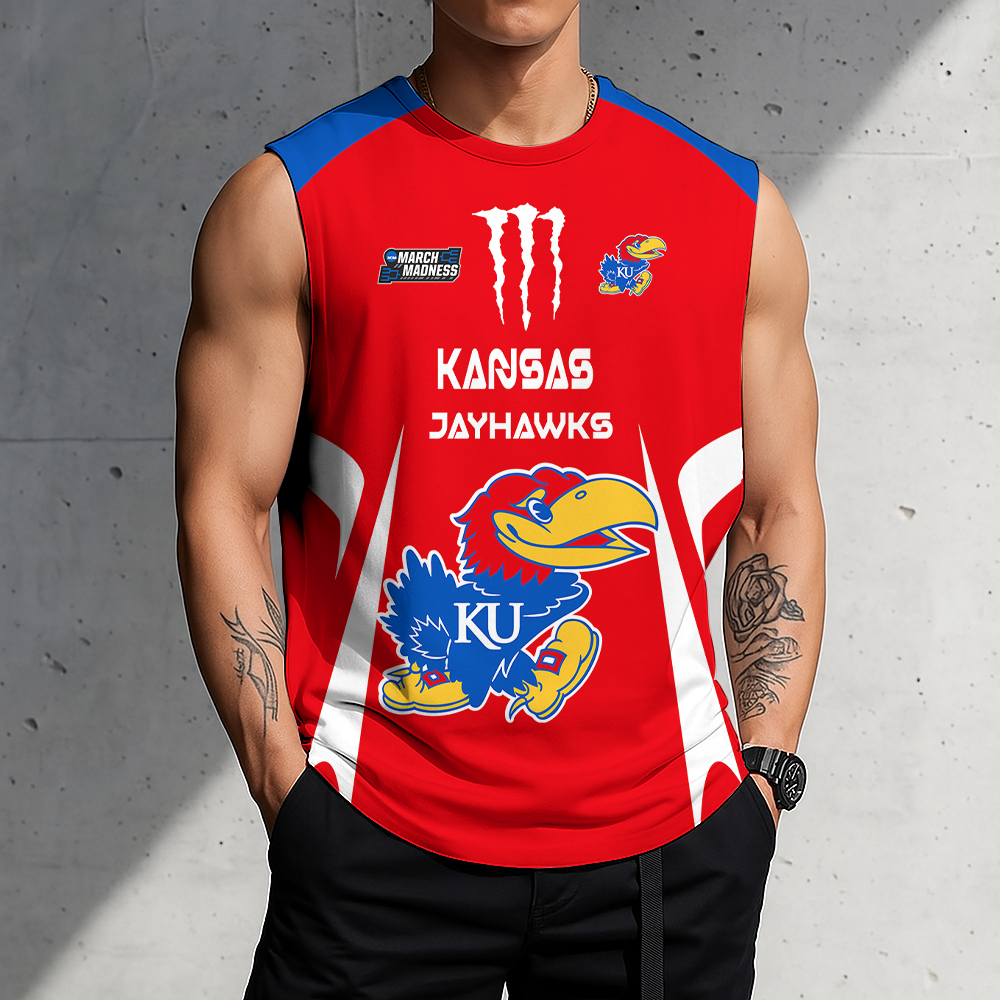3D PRINT TEE NCAA MAM01 KSJ KS JAYHAWKS MEN'S GYM SHIRT