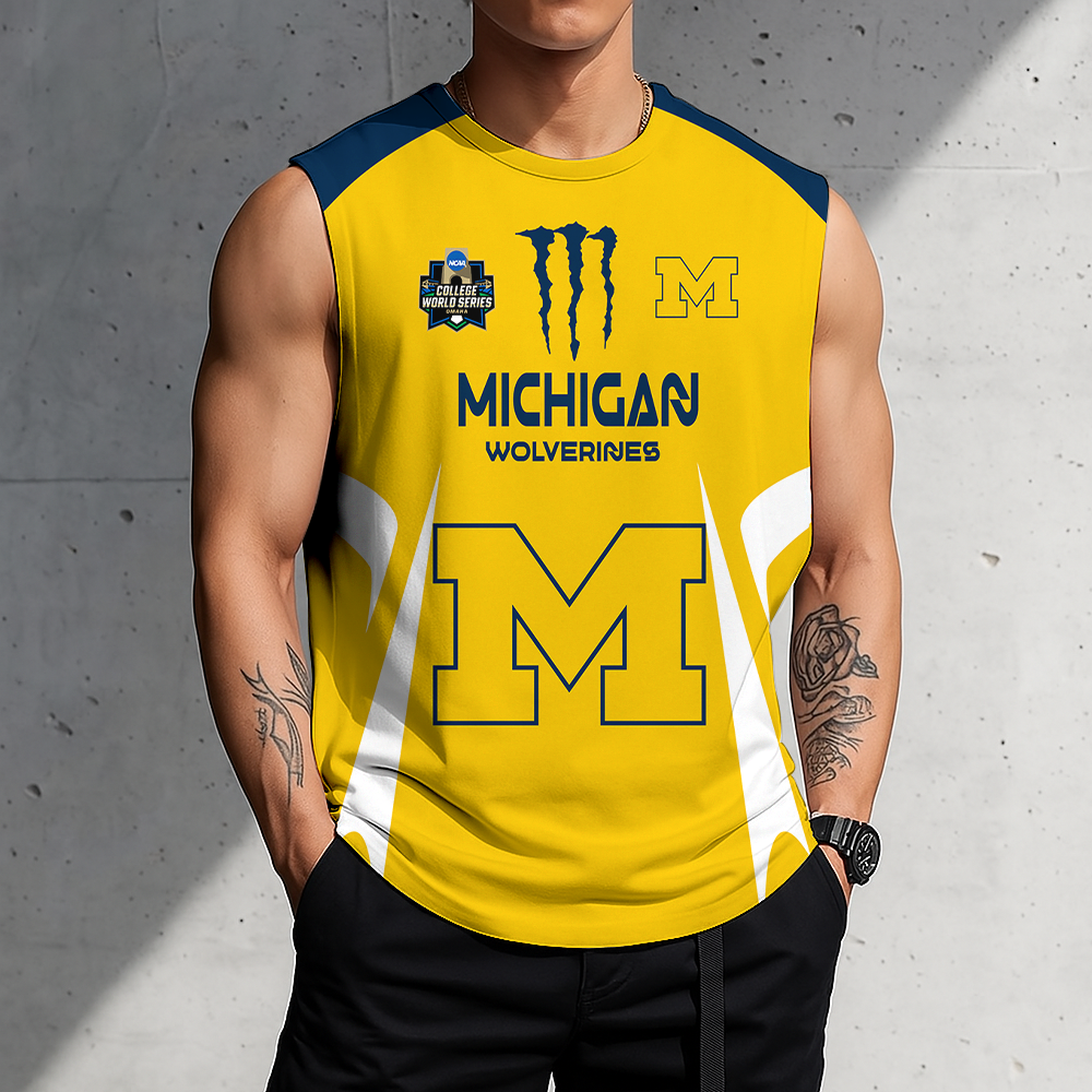 3D PRINT TEE NCAA CWS01 MIW MI WOLVERINES MEN'S GYM SHIRT