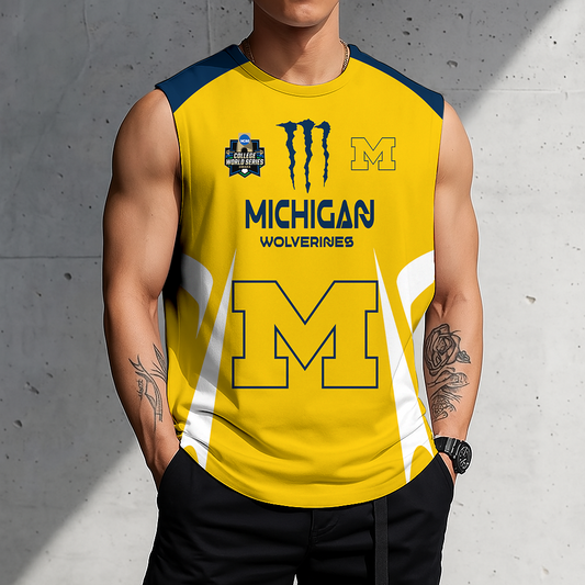 3D PRINT TEE NCAA CWS01 MIW MI WOLVERINES MEN'S GYM SHIRT