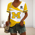 VIRAL EDITON - NEW CUSTOMIZED CWS NCAA01 MIW MI WOLVERINES V-NECK FEMALE SHIRT