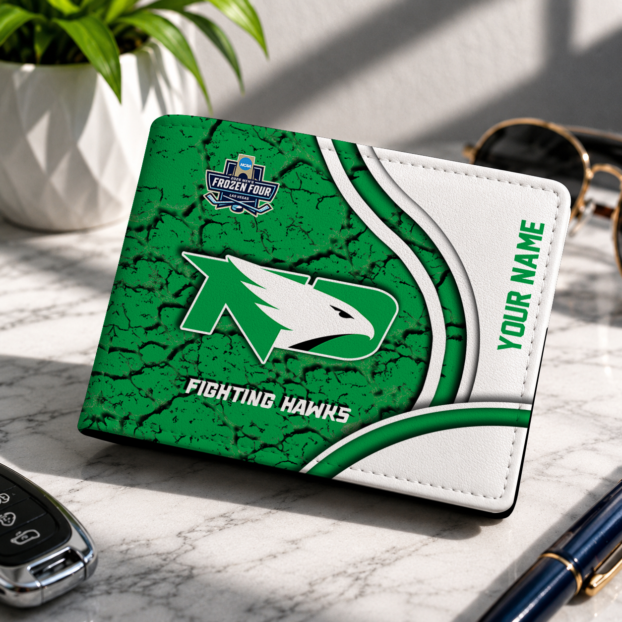 FINAL CLEARANCE NCAA MFF01 NFH NORTH DAKOTA FIGHTING HAWKS LEATHER WALLET