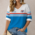 FINAL SALE - NEW CUSTOMIZED NBA01 OCT OKLAHOMA CITY THUNDER WOMEN'S HEART V-NECK LONG SLEEVE SHIRT