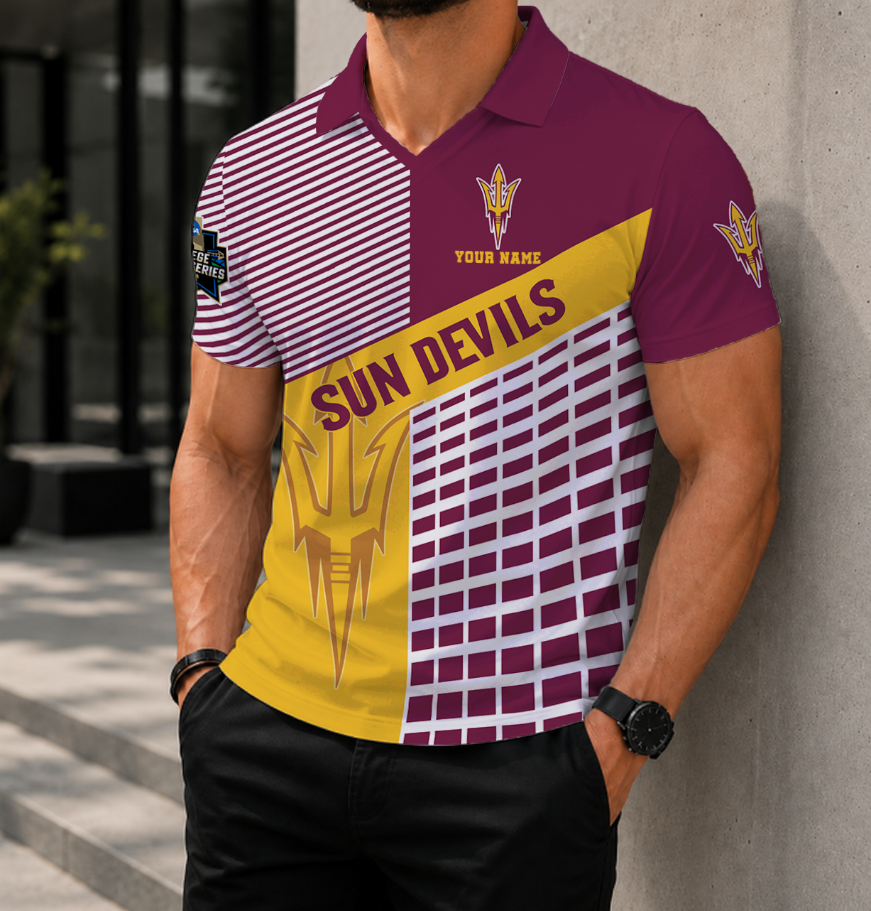 LIMITED EDITION - NEW CUSTOMIZED NCAA CWS02 ASS ARIZONA STATE SUN DEVILS POLO SHIRT