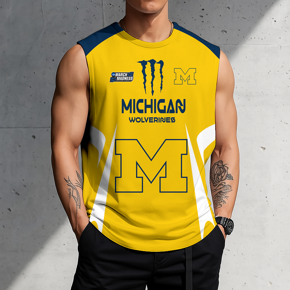 3D PRINT TEE NCAA MAM02 MIW MI WOLVERINES MEN'S GYM SHIRT