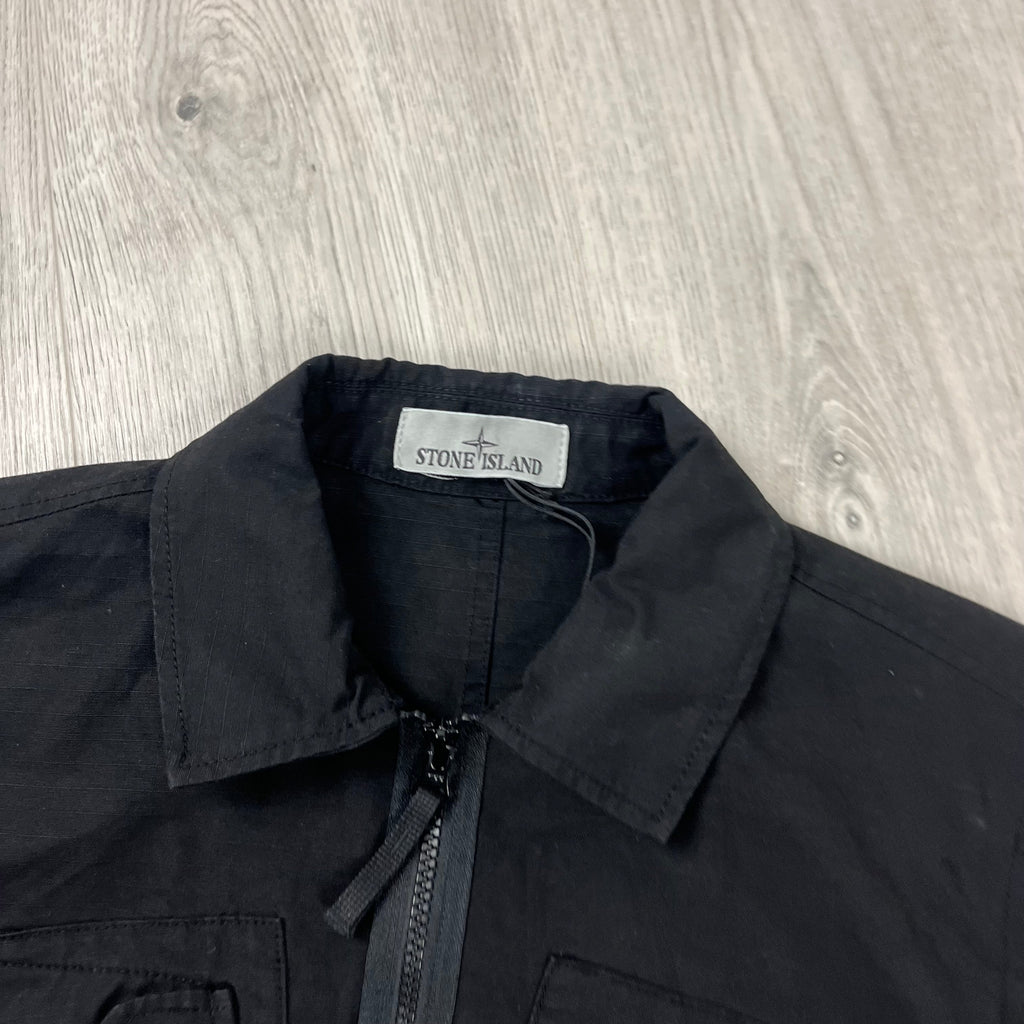 Stone Island Zip Overshirt - Black Ironleague