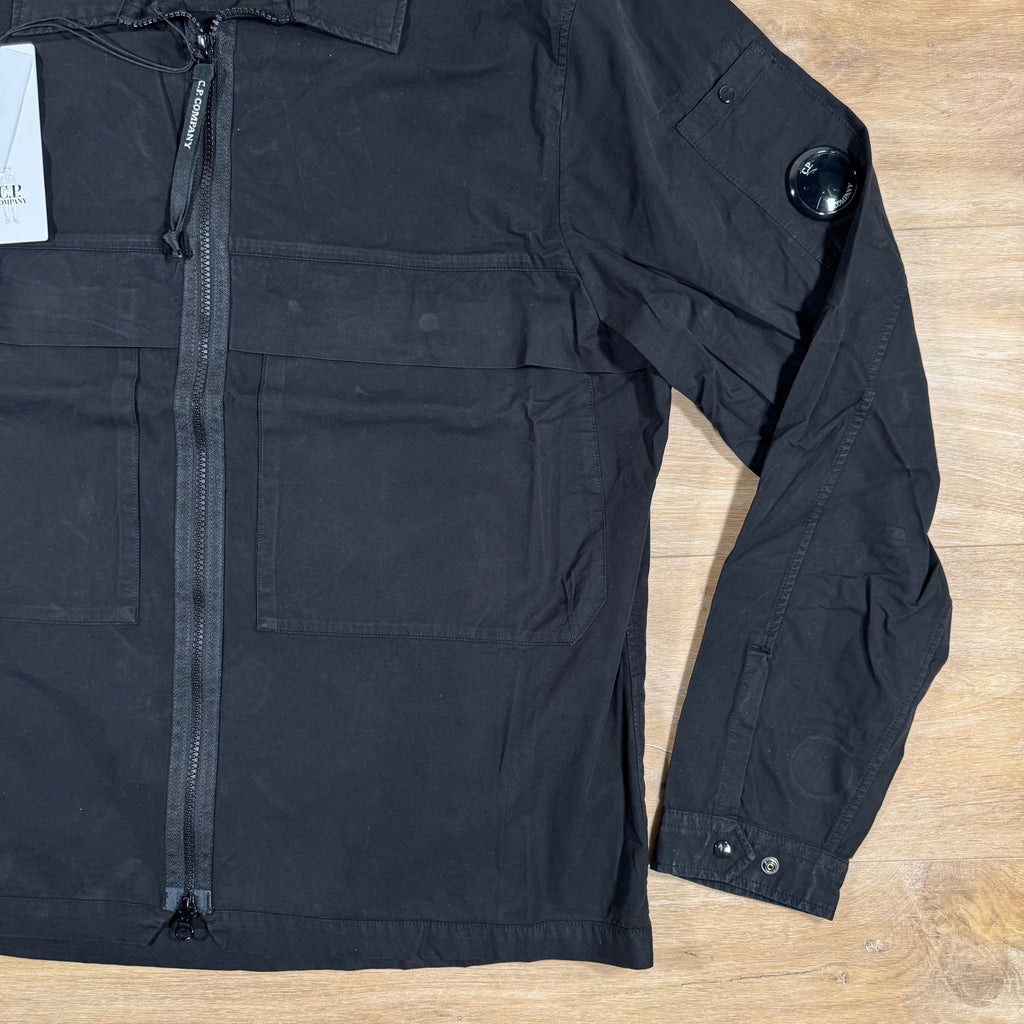 CP Company Gabardine Utility Lens Overshirt in Black Ironleague