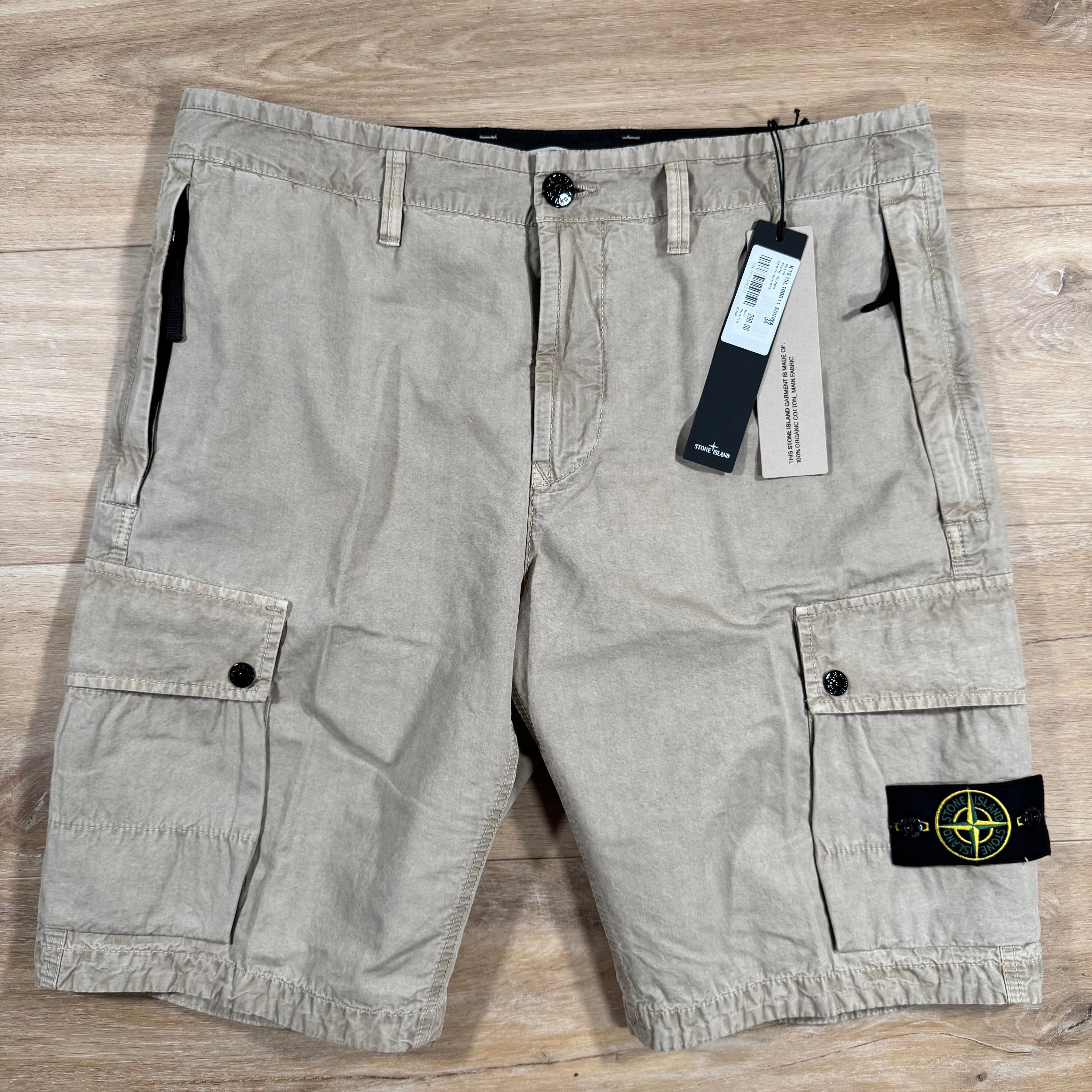 Stone Island Brushed Cotton Cargo Bermuda Shorts in Desert Ironleague