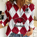 LIMITED DROP NCAA CWS03 AKR AK RAZORBACKS WOMEN CASUAL SHIRT FOR FAN