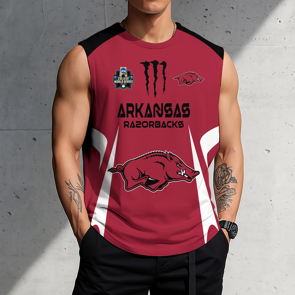 3D PRINT TEE NCAA CWS03 AKR AK RAZORBACKS MEN'S GYM SHIRT