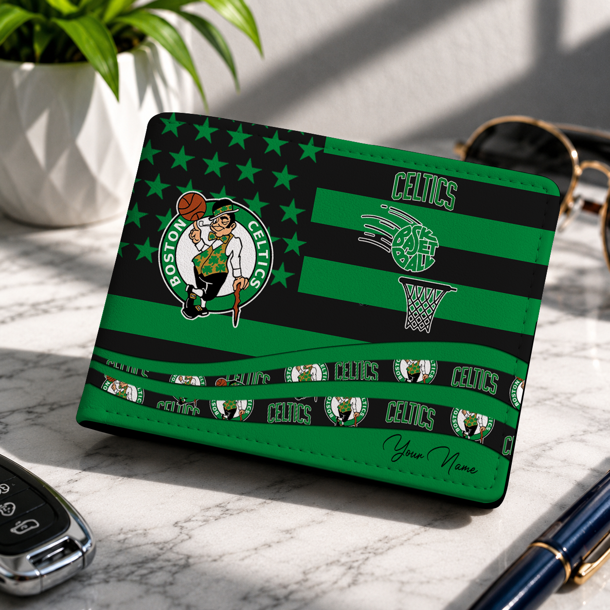 FINAL SALE NBA03 BCE BOSTON CELTICS LEATHER WALLET