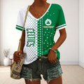 FINAL SALE - NEW CUSTOMIZED NBA03 BCE BOSTON CELTICS V-NECK FEMALE SHIRT