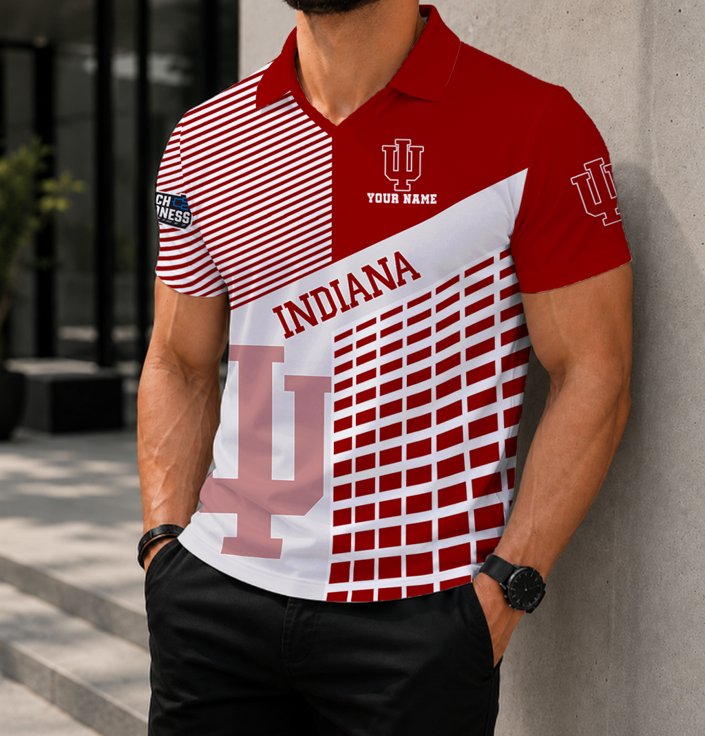 VIRAL EDITION - NEW CUSTOMIZED NCAA MAM03 IDH INDIANA HOOSIERS POLO SHIRT