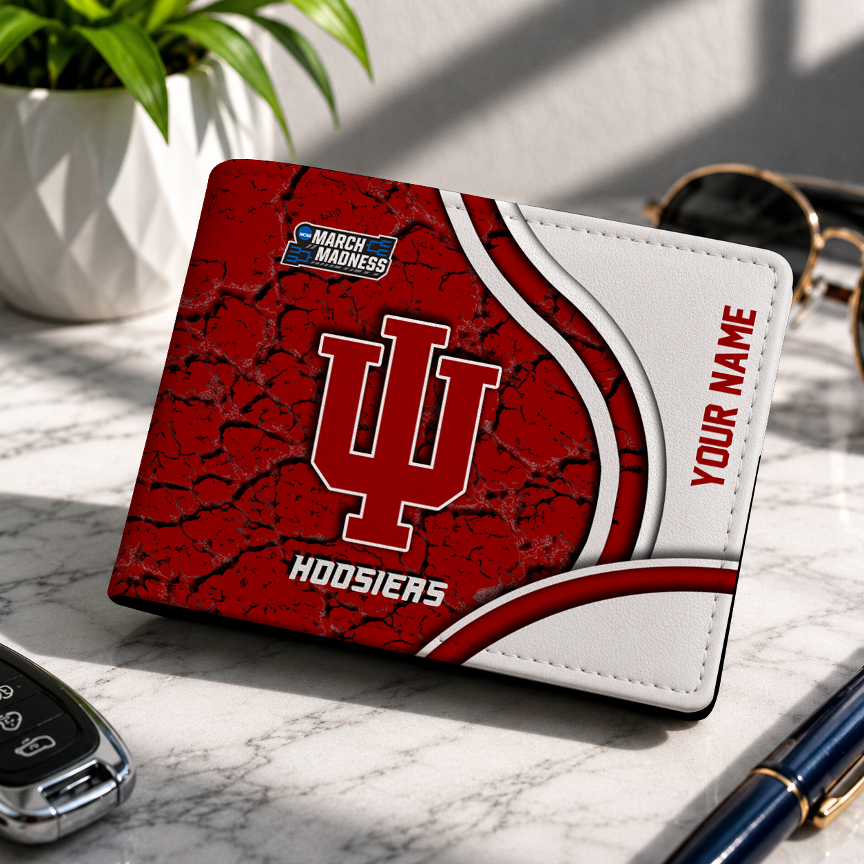 FINAL CLEARANCE NCAA MAM03 IDH INDIANA HOOSIERS LEATHER WALLET