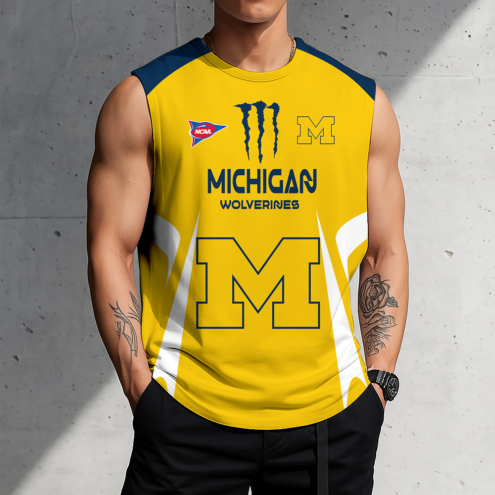 3D PRINT TEE NCAA FBS03 MIW MI WOLVERINES MEN'S GYM SHIRT