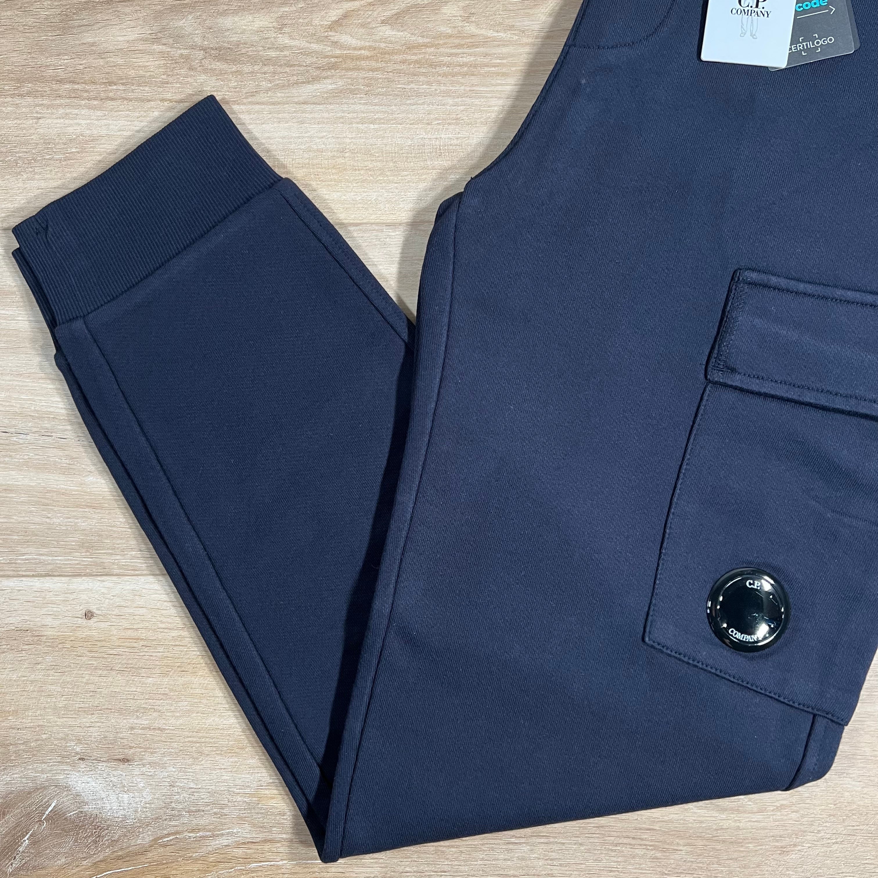 CP Company Diagonal Raised Fleece Lens Sweatpants in Navy Ironleague