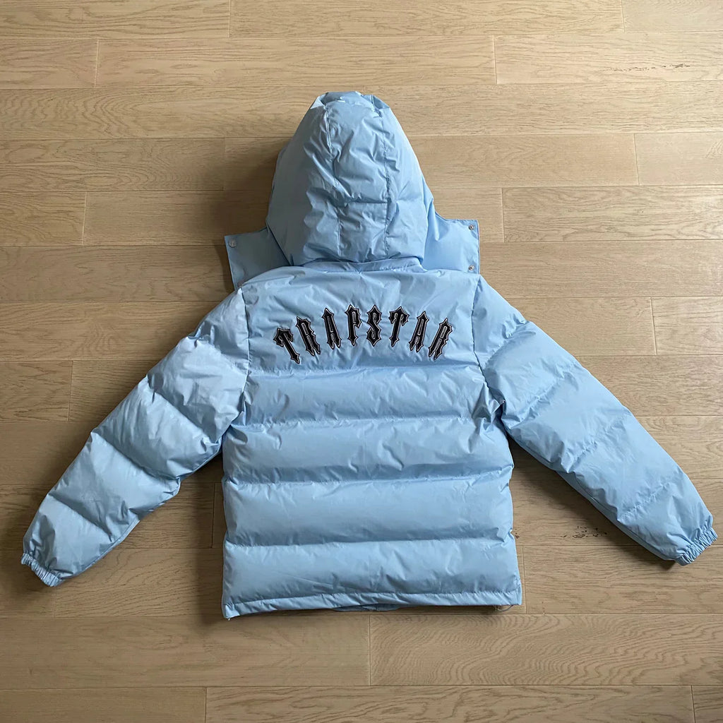 Trapstar Detachable Hooded Puffer Jacket - Ice Blue Ironleague