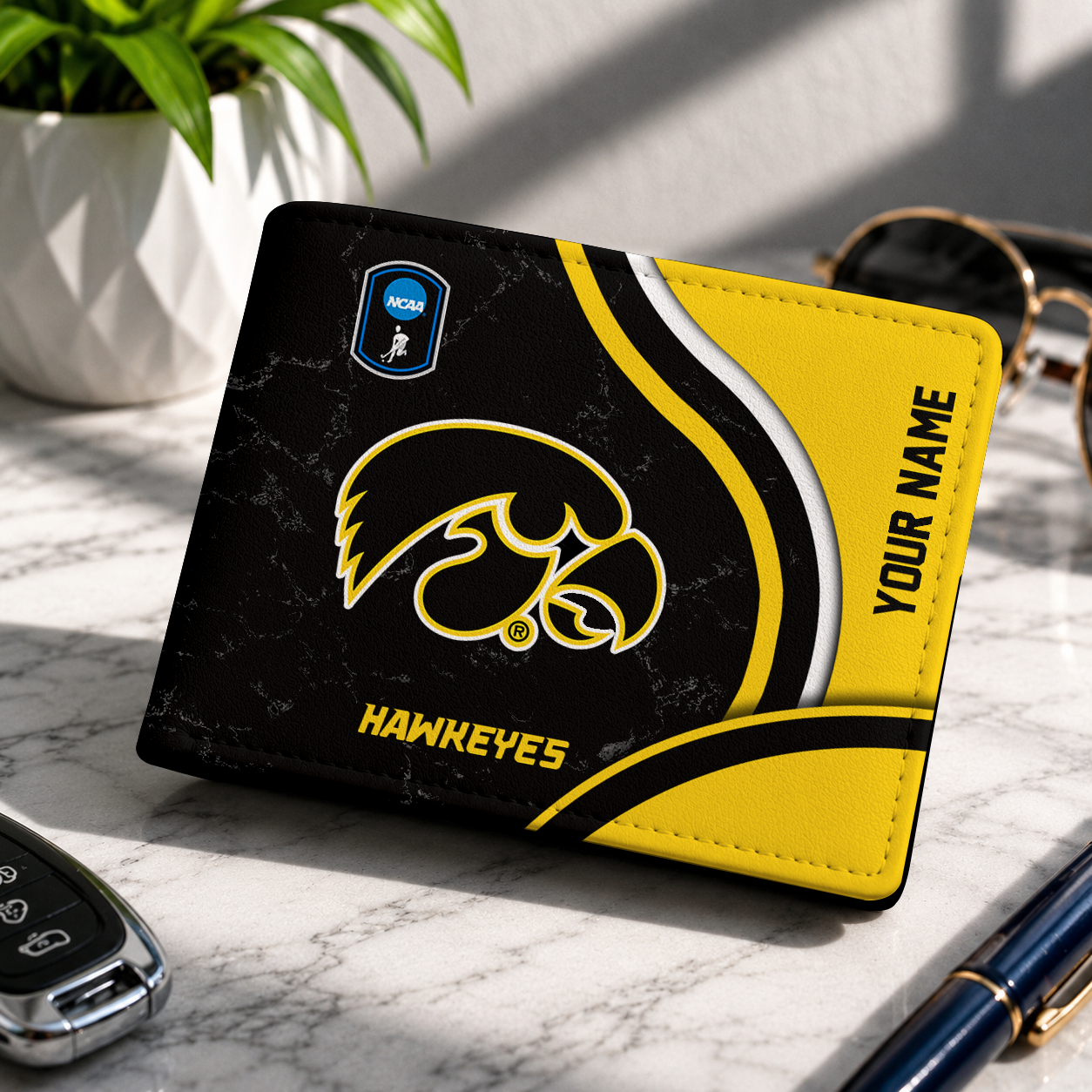VIRAL EDITION NCAA CFH04 IWH IOWA HAWKEYES LEATHER WALLET