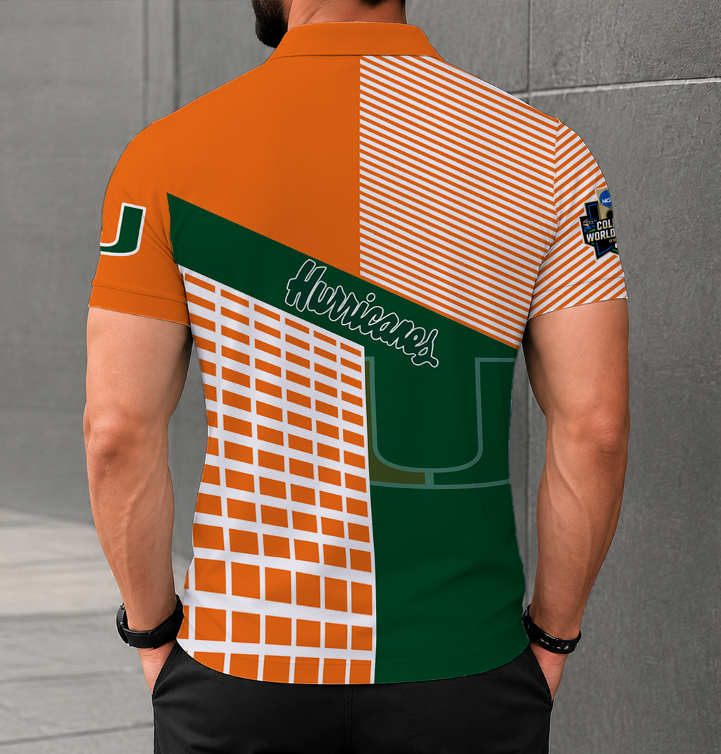 LIMITED EDITION - NEW CUSTOMIZED NCAA CWS04 MIH MIAMI HURRICANES POLO SHIRT