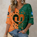 LIMITED DROP NCAA CWS04 MIH MIAMI HURRICANES WOMEN'S HEART V-NECK LONG SLEEVE SHIRT