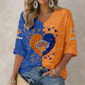FINAL SALE - NEW CUSTOMIZED NBA04 NYK NEW YORK KNICKS WOMEN'S HEART V-NECK LONG SLEEVE SHIRT