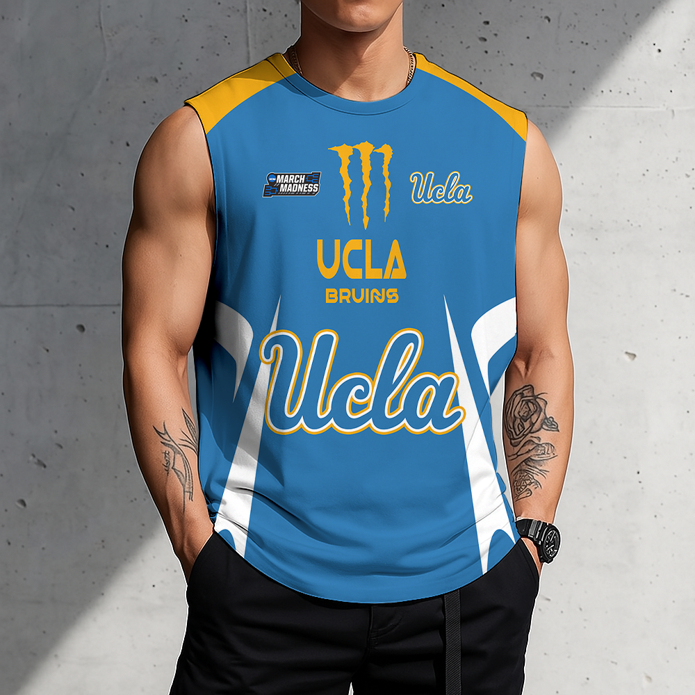 3D PRINT TEE NCAA MAM04 UCB UCLA BRUINS MEN'S GYM SHIRT