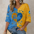 LIMITED EDITION - NEW CUSTOMIZED NCAA MAM04 UCB UCLA BRUINS WOMEN'S HEART V-NECK LONG SLEEVE SHIRT