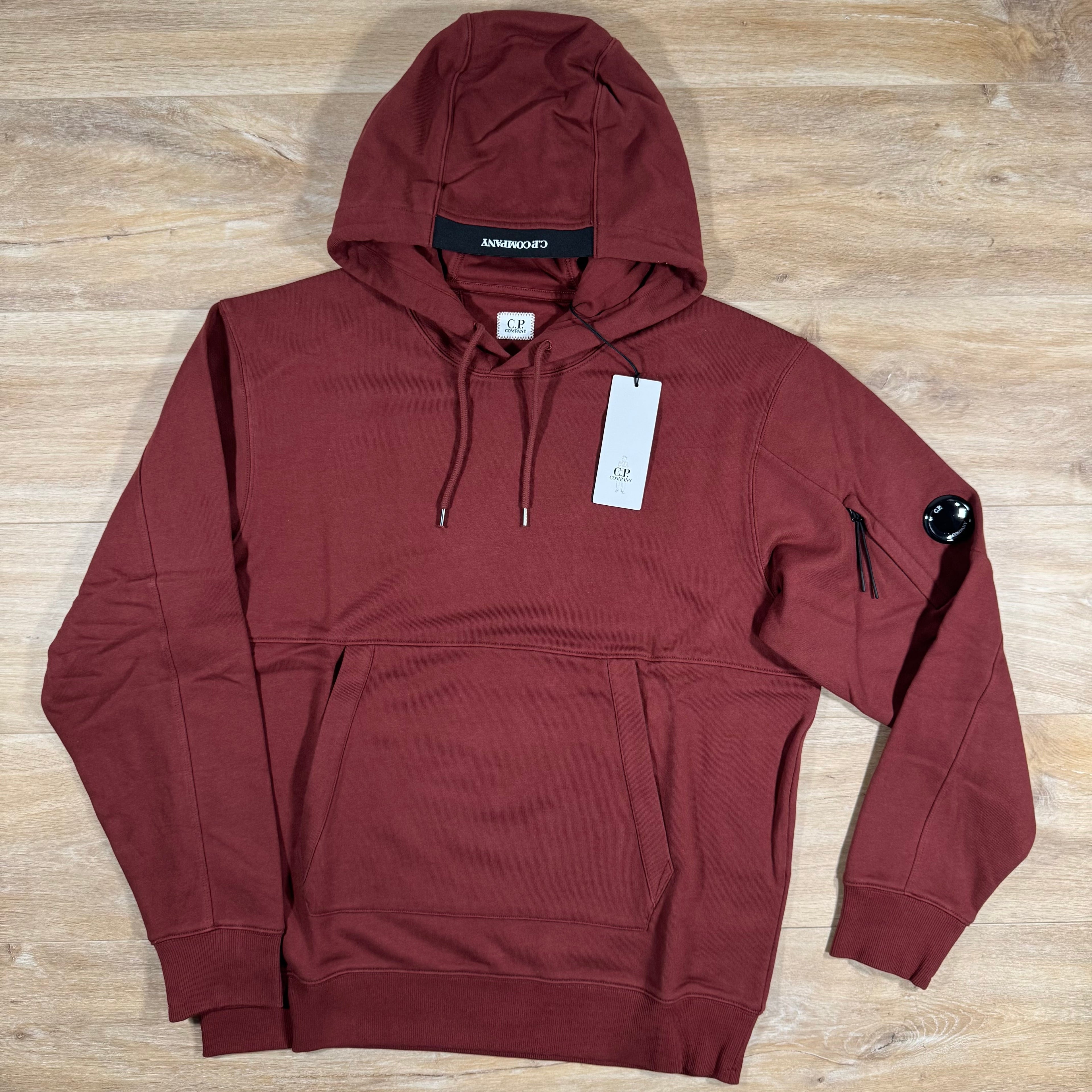 CP Company Diagonal Raised Fleece Lens Hoodie in Sable - Brown Ironleague