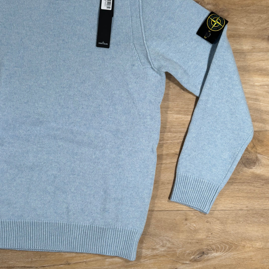Stone Island Lambswool Crewneck Jumper in Sky Blue Ironleague