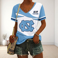 VIRAL EDITON - NEW CUSTOMIZED MAM NCAA05 NTH NC TAR HEELS V-NECK FEMALE SHIRT