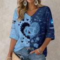 LIMITED EDITION - NEW CUSTOMIZED NCAA MAM05 NTH NORTH CAROLINA TAR HEELS WOMEN'S HEART V-NECK LONG SLEEVE SHIRT