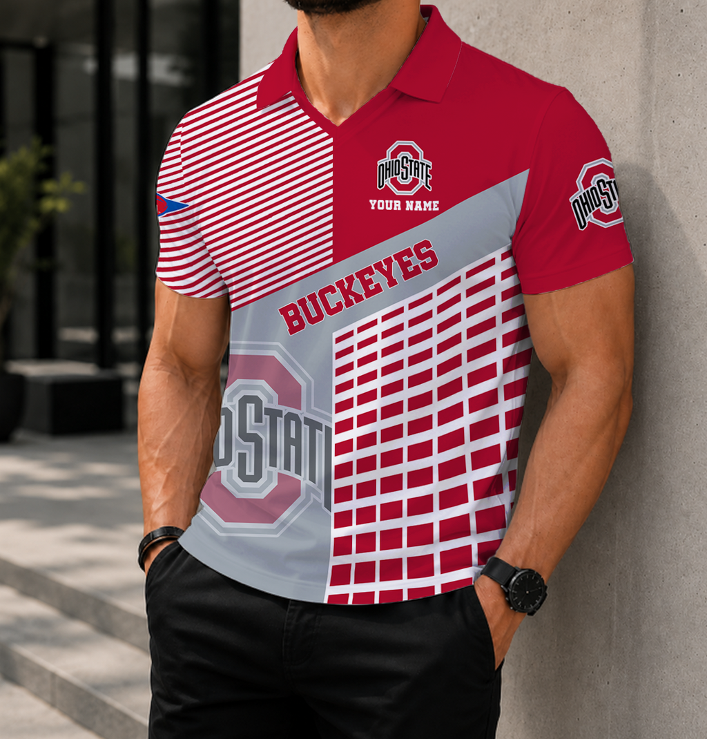 VIRAL EDITION - NEW CUSTOMIZED NCAA FBS05 OSB OHIO STATE BUCKEYES POLO SHIRT
