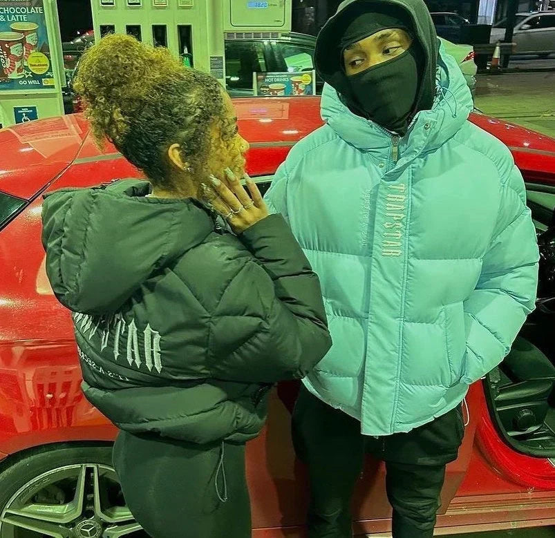 Trapstar Decoded Hooded Puffer 2.0 Jacket - Ice Blue Ironleague