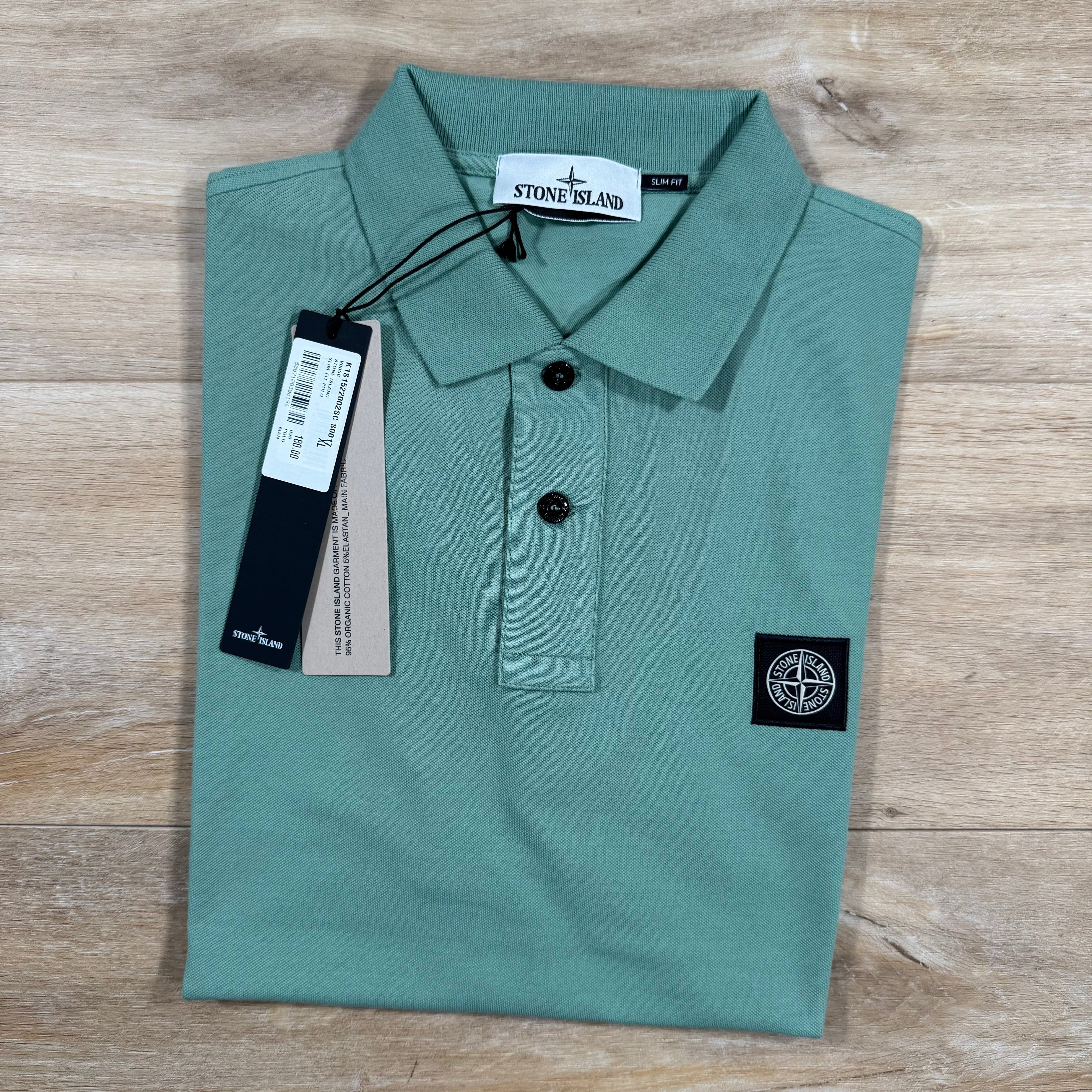 Stone Island Organic Cotton Pique Polo Shirt in Mint Ironleague
