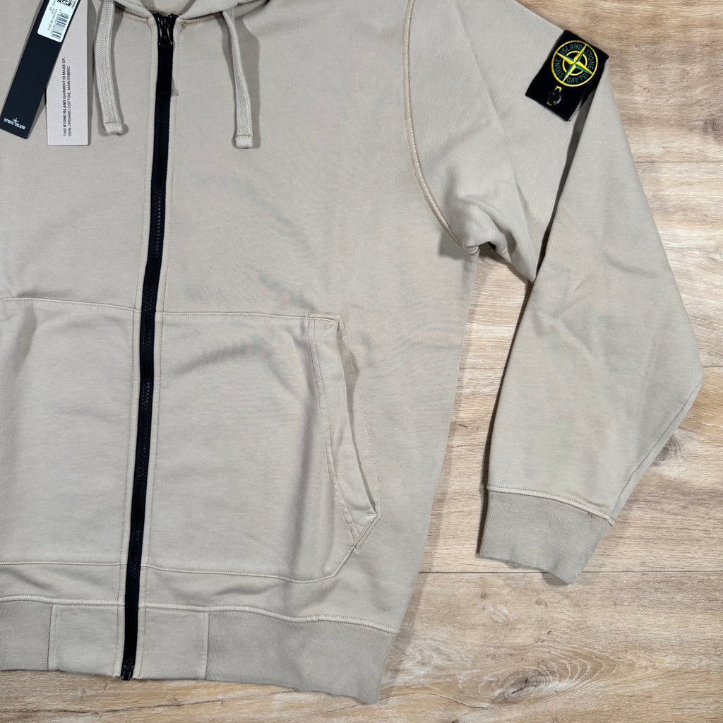 Stone Island Organic Cotton Fleece Zip Hoodie in Desert Ironleague