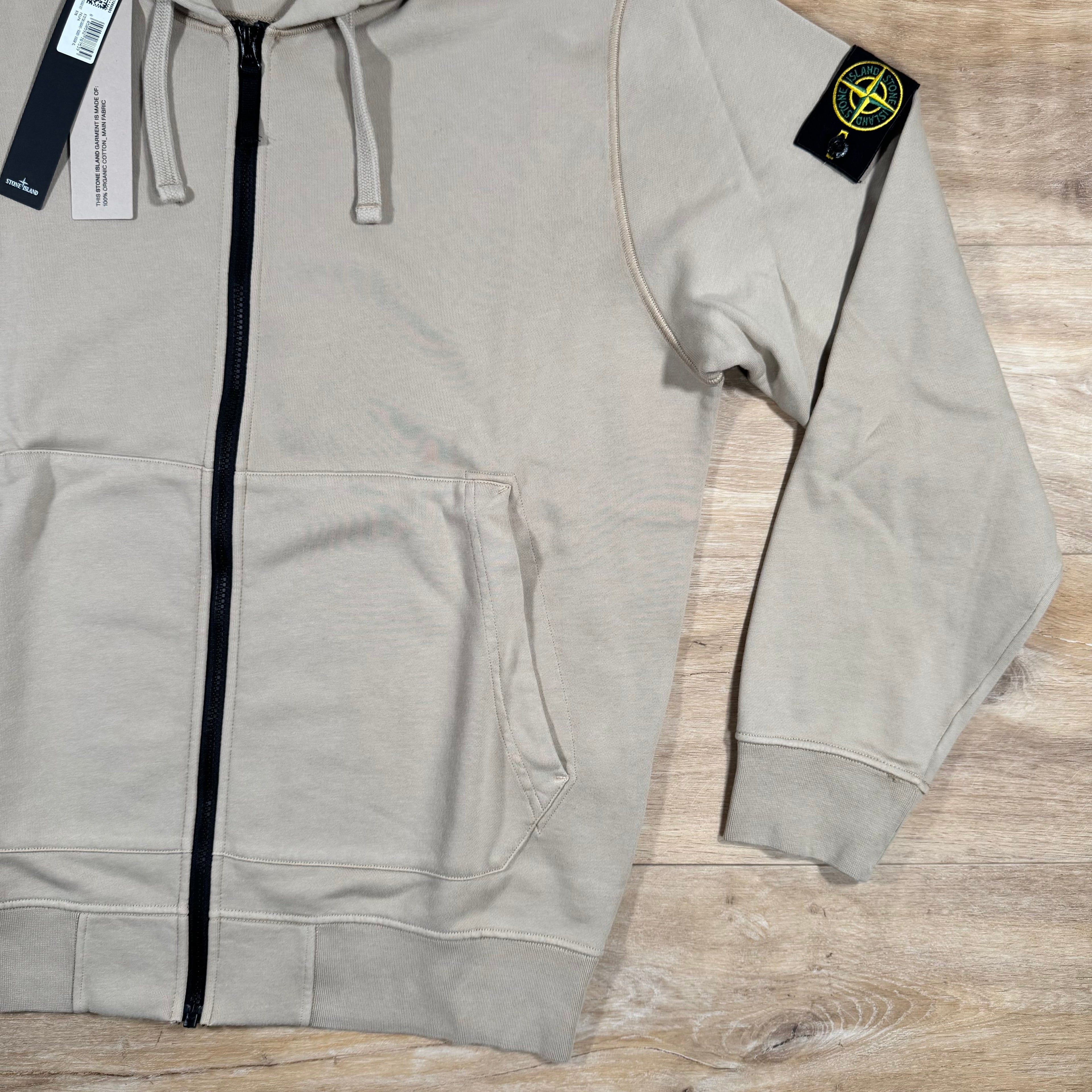 Stone Island Organic Cotton Fleece Zip Hoodie in Desert Ironleague
