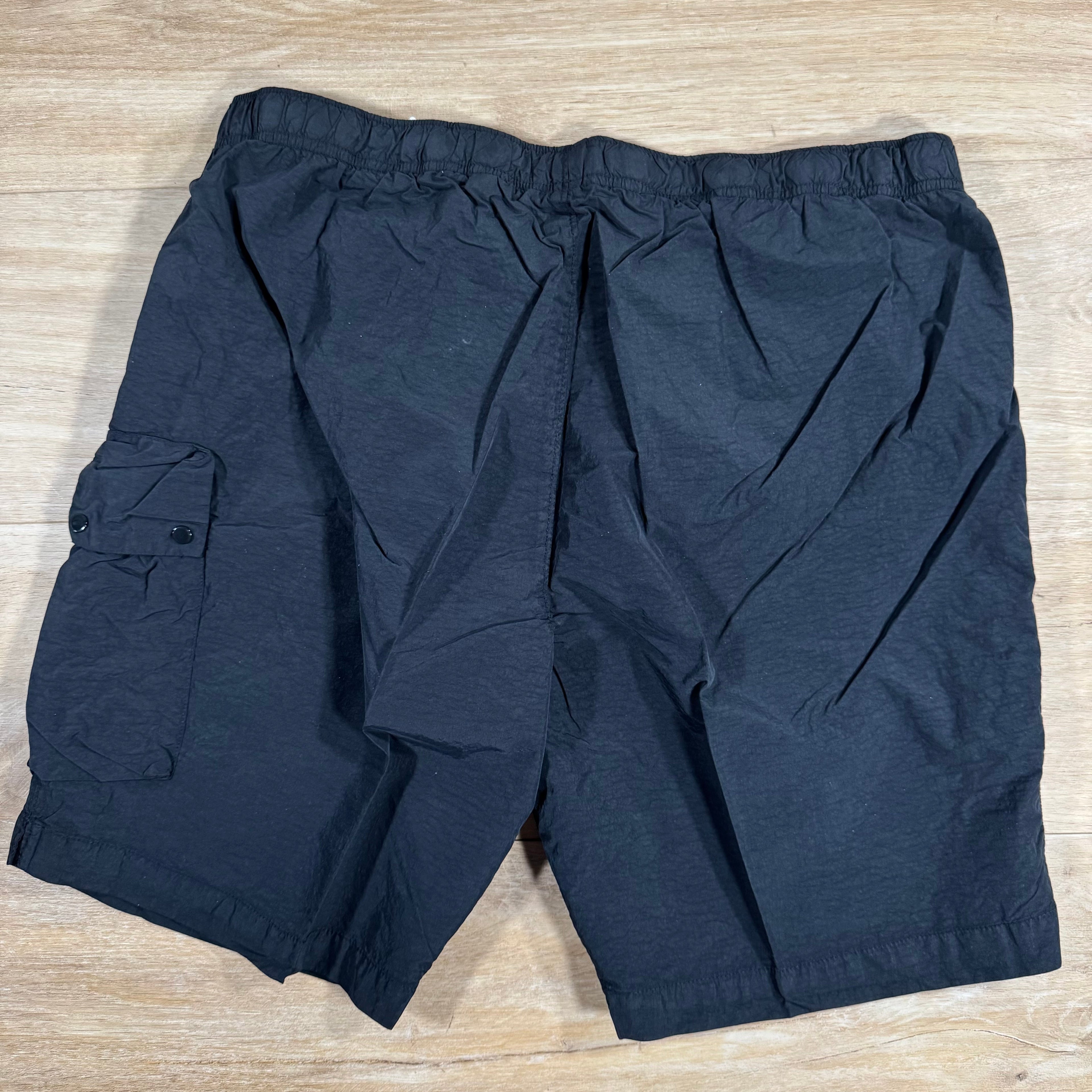 CP Company Flatt Nylon Cargo Lens Swim Shorts in Black Ironleague