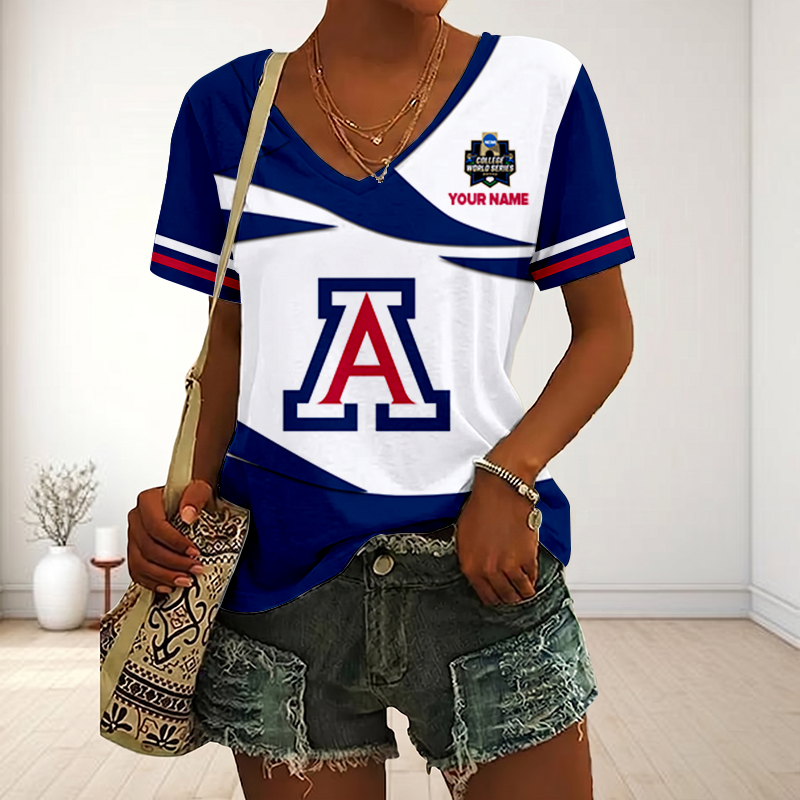 VIRAL EDITON - NEW CUSTOMIZED CWS NCAA06 ARW AR WILCATS V-NECK FEMALE SHIRT