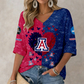 LIMITED DROP NCAA CWS06 ARW ARIZONA WILDCATS WOMEN'S HEART V-NECK LONG SLEEVE SHIRT