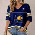 FINAL SALE - NEW CUSTOMIZED NBA06 IPA INDIANA PACERS WOMEN'S HEART V-NECK LONG SLEEVE SHIRT