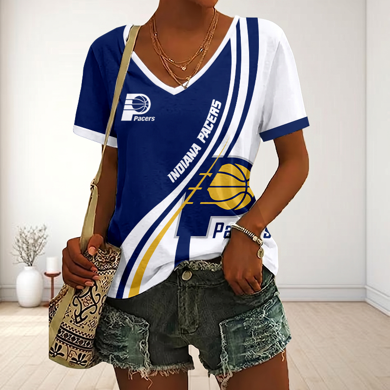 FINAL SALE - NEW CUSTOMIZED NBA06 IPA INDIANA PACERS V-NECK FEMALE SHIRT