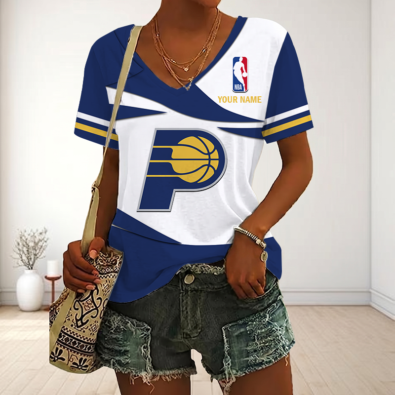 FINAL SALE - NEW CUSTOMIZED NBA06 IPA INDIANA PACERS V-NECK FEMALE SHIRT
