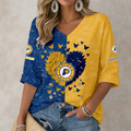 FINAL SALE - NEW CUSTOMIZED NBA06 IPA INDIANA PACERS WOMEN'S HEART V-NECK LONG SLEEVE SHIRT
