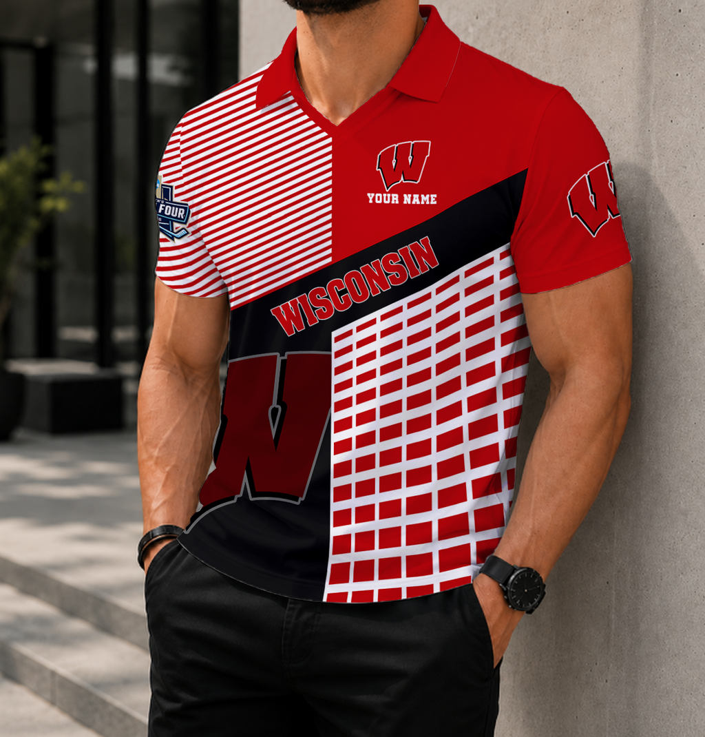 LIMITED EDITION - NEW CUSTOMIZED NCAA MFF06 WSB WISCONSIN BADGERS POLO SHIRT