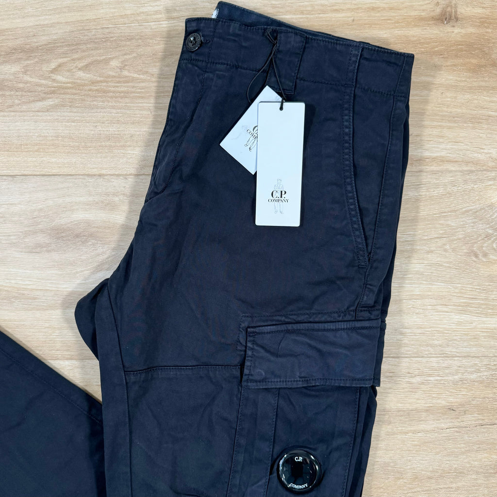 CP Company Stretch Sateen Lens Cargo Pants in Navy Ironleague