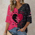 FINAL SALE - NEW CUSTOMIZED NBA07 HRO HOUSTON ROCKETS WOMEN'S HEART V-NECK LONG SLEEVE SHIRT