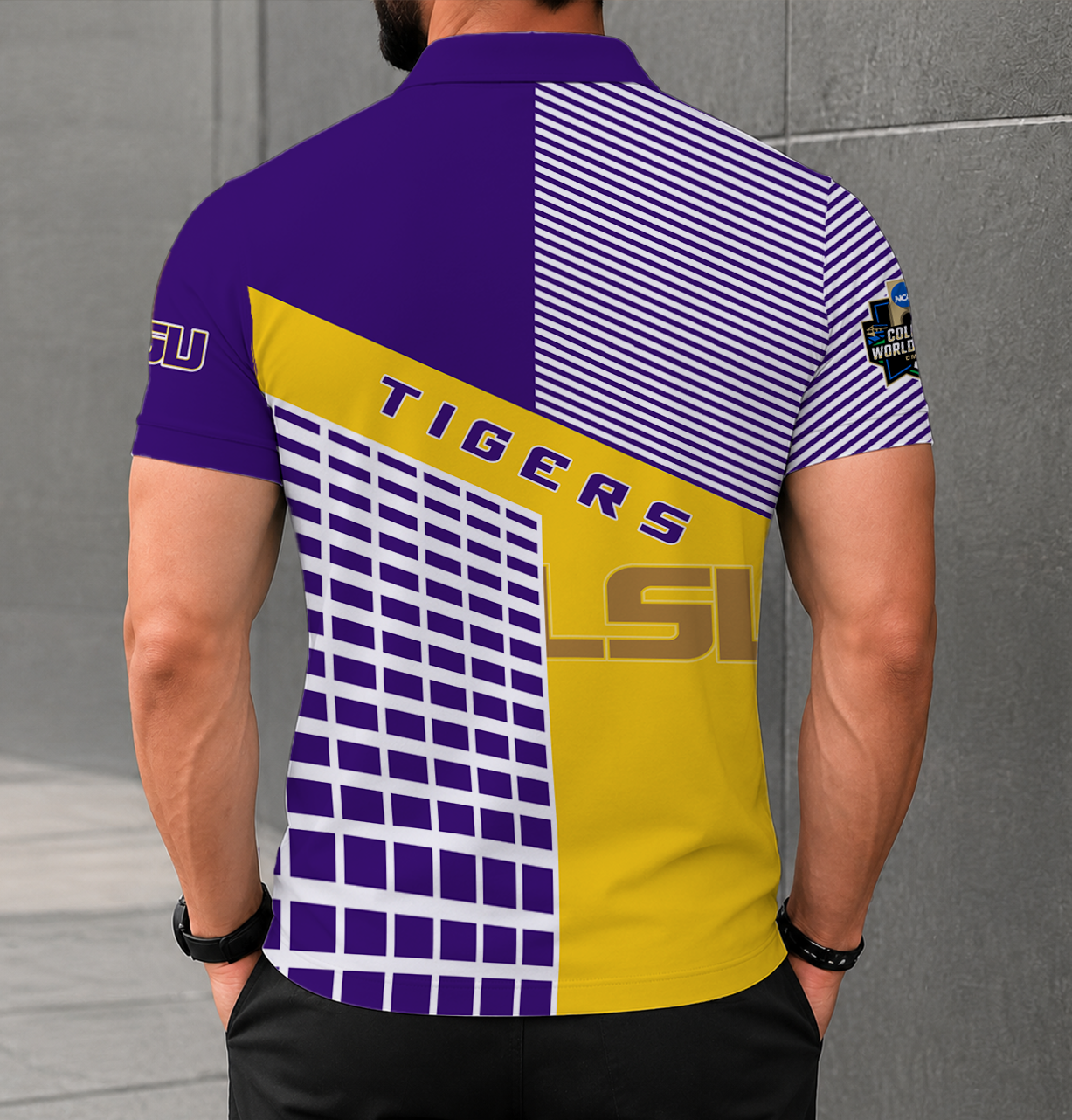 LIMITED EDITION - NEW CUSTOMIZED NCAA CWS07 LST LSU TIGERS POLO SHIRT